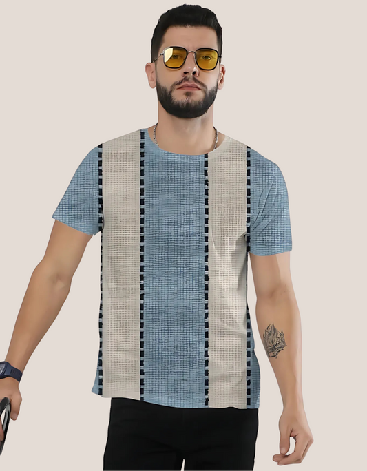 Unisex Vertical Stripe All-Over Print T-Shirt | 180 GSM Spun Polyester | Fade-Proof Sublimation | Casual Everyday Fit