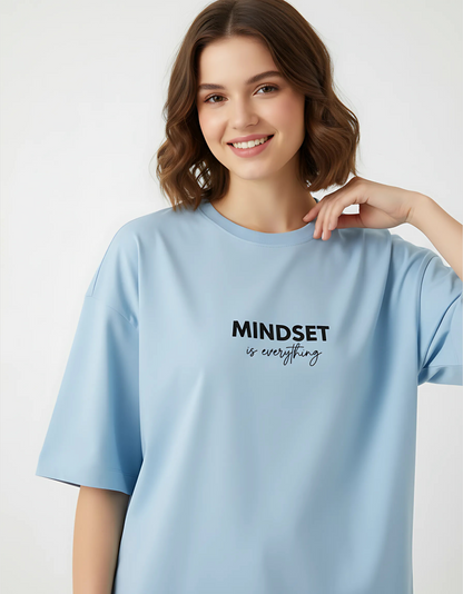 Unisex Terry Oversized Tee – Drop Shoulder, 260 GSM Cotton Blend, “Mindset is Everything” Print