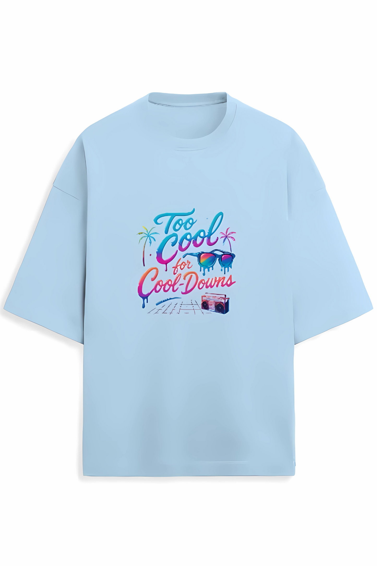 Men's Oversized Terry T-Shirt | “Too Cool for Cool-Downs” Neon Graphic | 280 GSM | Drop Shoulder | Streetwear Unisex Style