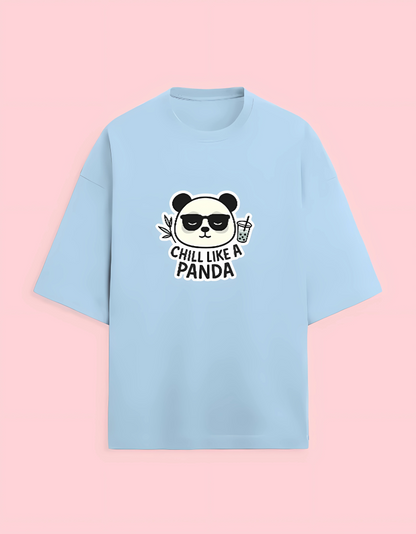 Unisex Terry Oversized T-Shirt | 280 GSM Cotton Blend | Chill Like a Panda Graphic