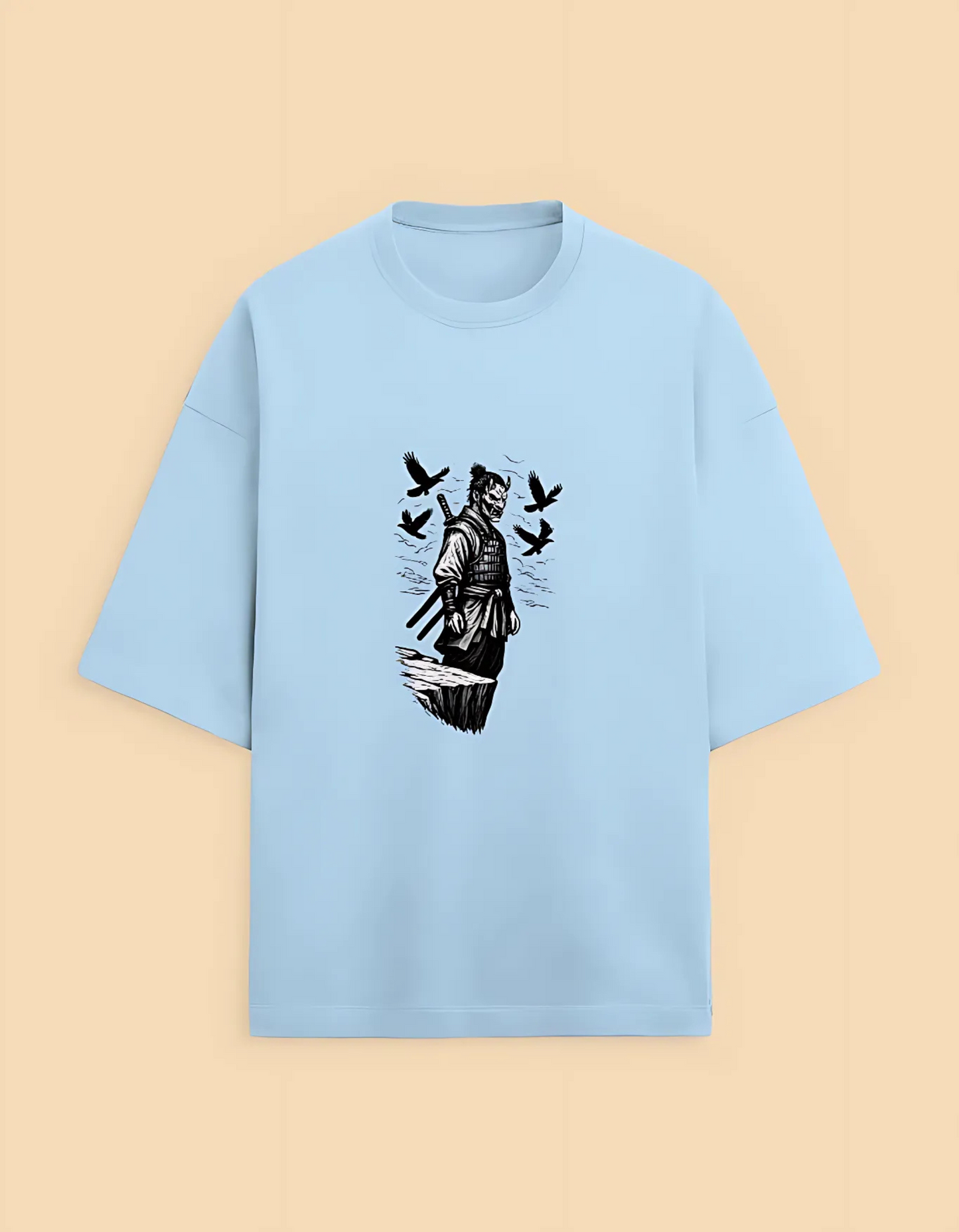 Unisex Oversized Samurai Graphic T-Shirt – Heavyweight 280 GSM | Drop Shoulder Fit | 90% Cotton 10% Polyester