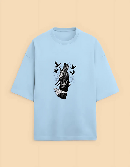 Unisex Oversized Samurai Graphic T-Shirt – Heavyweight 280 GSM | Drop Shoulder Fit | 90% Cotton 10% Polyester
