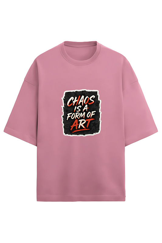 Chaos Is a Form of Art Men’s Terry Oversized T-Shirt – 280 GSM | Street Art Graphic | Cotton Poly Blend | Drop Shoulder | Unisex Fit