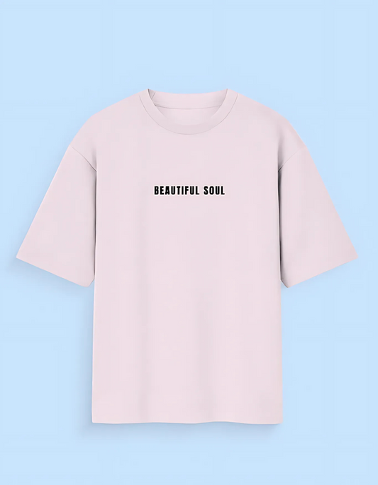Unisex Oversized Fit 100% Cotton T-Shirt – Beautiful Soul Bold Typography Print | 180 GSM, Pre-Shrunk, Street Style Tee