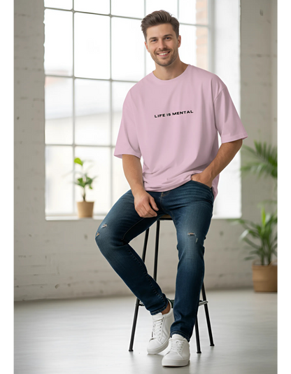 Unisex "Life is Mental" Terry Oversized T-Shirt - Drop Shoulder Tee