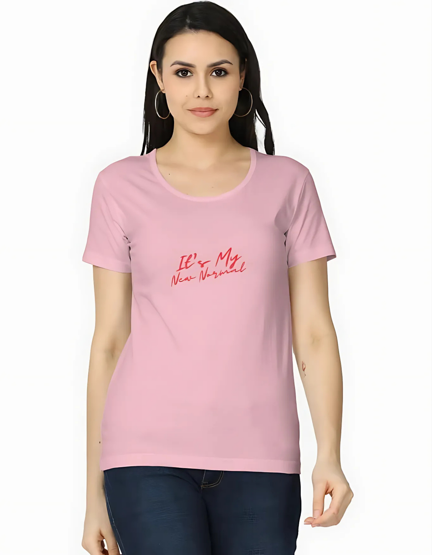 Women’s Classic Black T-Shirt – “It’s My New Normal” Graphic Print | 100% Super Combed Cotton | 180 GSM | Regular Fit