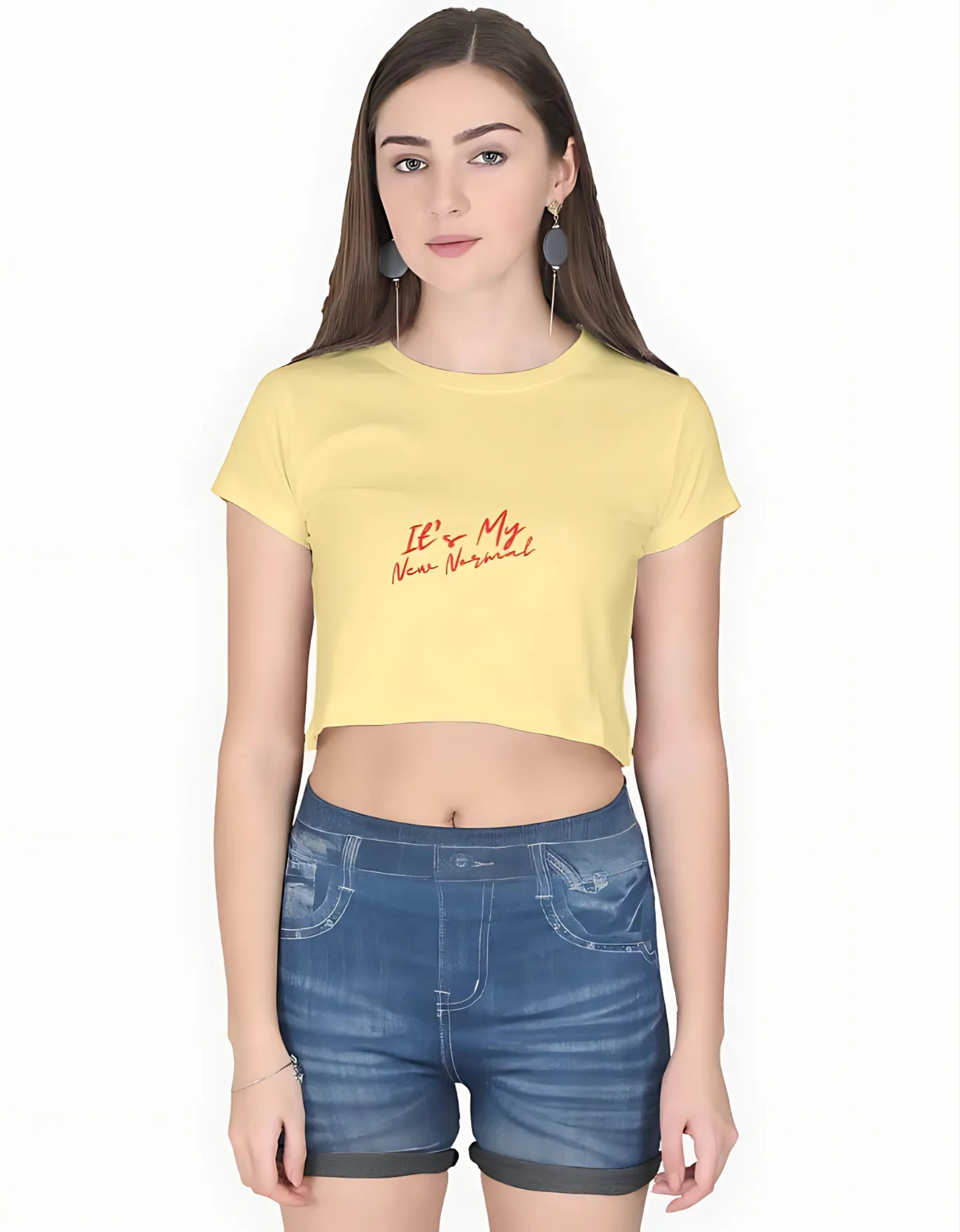 Women’s Cotton Crop Top – “It’s My New Normal” Print | 100% Super Combed Cotton | 180 GSM | Gen Z Style | Pre-Shrunk & Bio-Washed