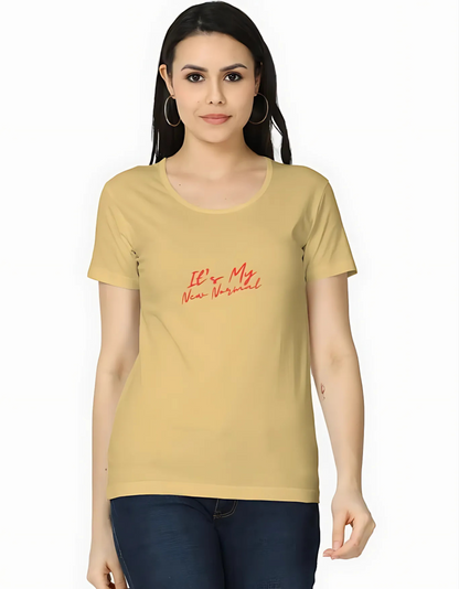 Women’s Classic Black T-Shirt – “It’s My New Normal” Graphic Print | 100% Super Combed Cotton | 180 GSM | Regular Fit