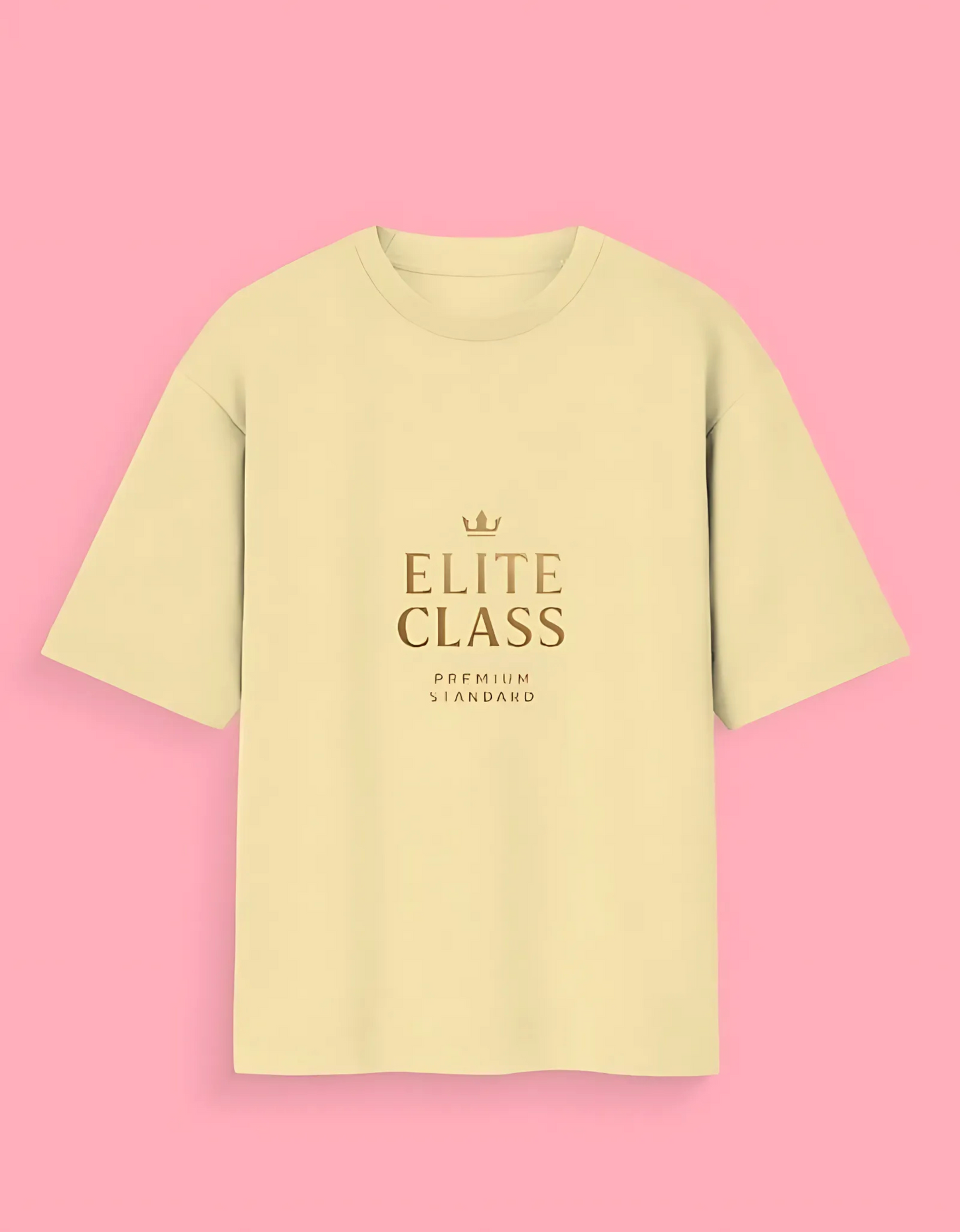 Unisex Oversized T-Shirt – “Elite Class” Premium Gold Text Design | 180 GSM, 100% Cotton, Streetwear Fit