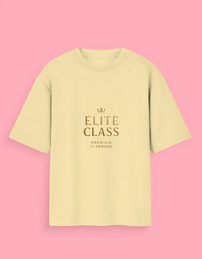 Unisex Oversized T-Shirt – “Elite Class” Premium Gold Text Design | 180 GSM, 100% Cotton, Streetwear Fit