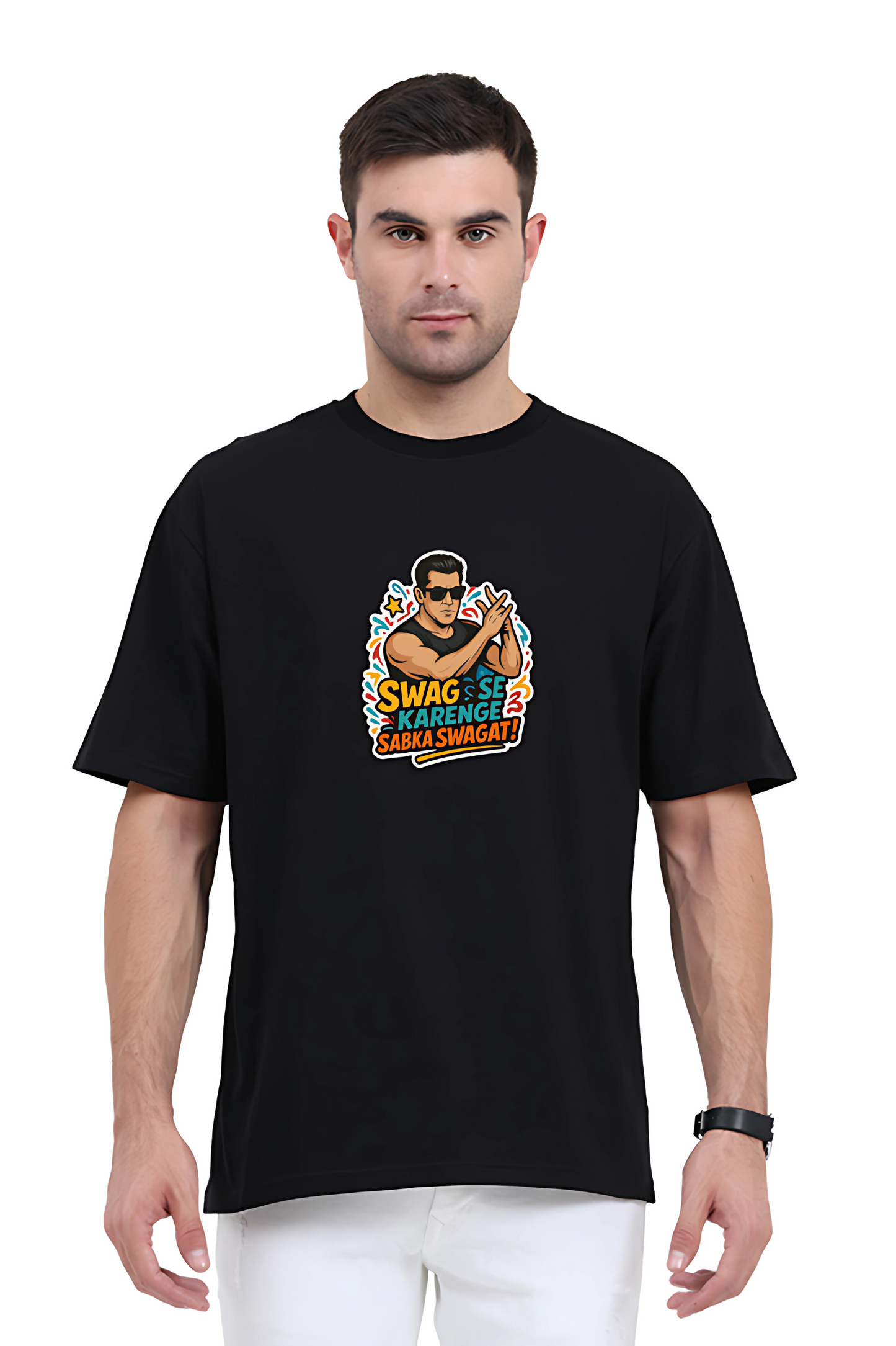 Swag Se Karenge Oversized Unisex T-Shirt – Salman Khan Dialogue Print | 180 GSM Cotton Tee for Bollywood Fans