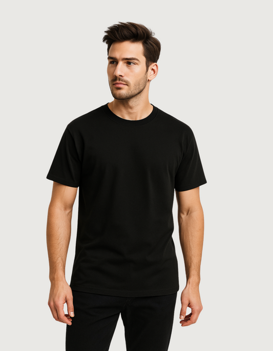 Men’s Classic Crew Neck Plain T-Shirt – 100% Cotton, Regular Fit, Premium Bio-Wash