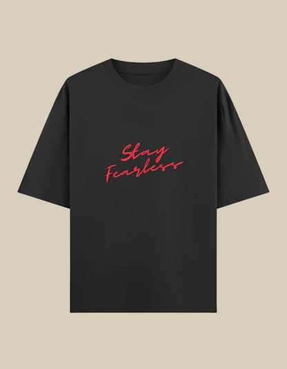 Unisex Oversized Classic T-Shirt – Stay Fearless Print | 240 GSM 100% Cotton, Bio-Washed, Super Combed
