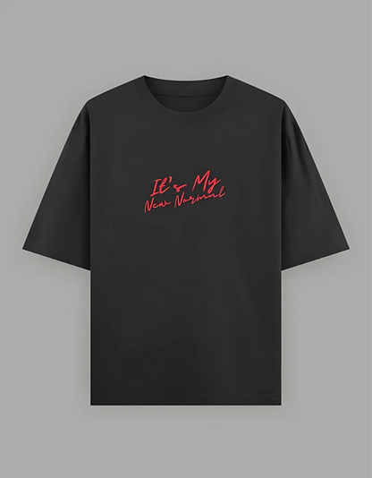 Unisex Oversized T-Shirt – “It’s My New Normal” Slogan Print | 240 GSM | 100% Super Combed Cotton | Bio-Washed | Streetwear Fit