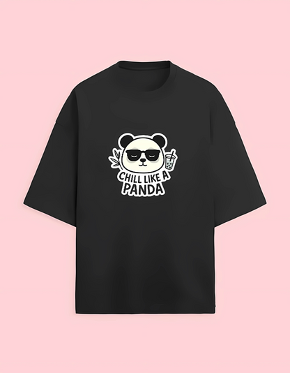Unisex Terry Oversized T-Shirt | 280 GSM Cotton Blend | Chill Like a Panda Graphic