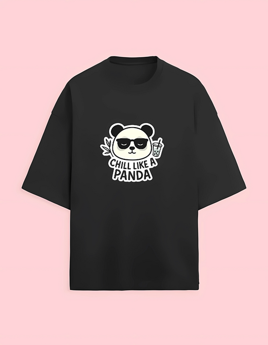 Unisex Terry Oversized T-Shirt | 280 GSM Cotton Blend | Chill Like a Panda Graphic