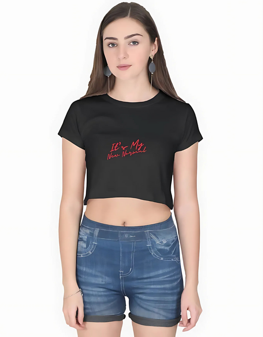 Women’s Cotton Crop Top – “It’s My New Normal” Print | 100% Super Combed Cotton | 180 GSM | Gen Z Style | Pre-Shrunk & Bio-Washed