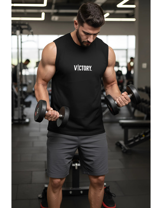 Men’s Sleeveless T-Shirt – Victory Print | 100% Cotton, Regular Fit, Bio Washed