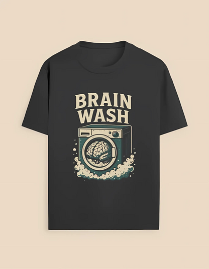 Brain Wash Graphic T-Shirt for Men & Women | 180 GSM Unisex Cotton Tee | Pre-Shrunk Regular Fit