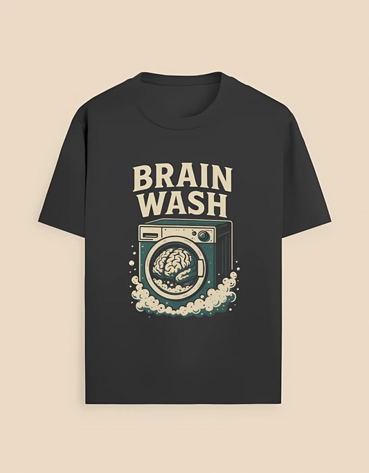Brain Wash Graphic T-Shirt for Men & Women | 180 GSM Unisex Cotton Tee | Pre-Shrunk Regular Fit