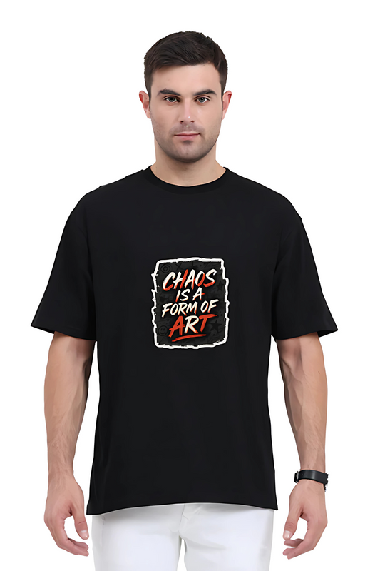 Chaos Is a Form of Art Men's Oversized T-Shirt – 180 GSM | 100% Cotton | Artistic Streetwear | Unisex Regular Fit