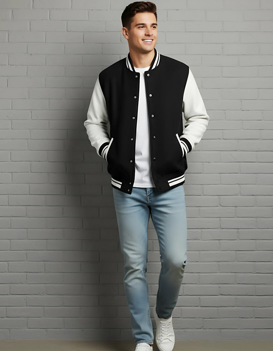 Classic Unisex Varsity Jacket | Premium 300 GSM Cotton, 100% Cotton, Pre-Shrunk, Two Front Pockets