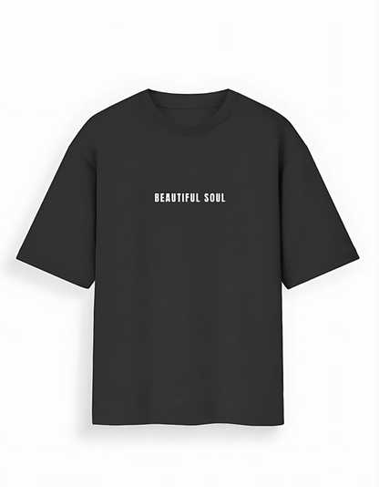 Unisex Oversized Fit 100% Cotton T-Shirt – Beautiful Soul Bold Typography Print | 180 GSM, Pre-Shrunk, Street Style Tee