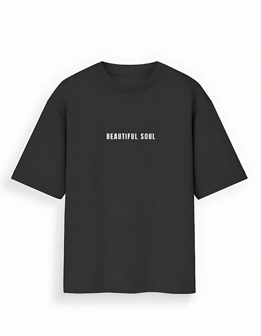 Unisex Oversized Fit 100% Cotton T-Shirt – Beautiful Soul Bold Typography Print | 180 GSM, Pre-Shrunk, Street Style Tee