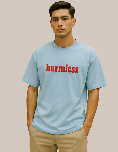 Unisex Terry Oversized Drop Shoulder T-Shirt – "Harmless" Print | 260 GSM Cotton Blend