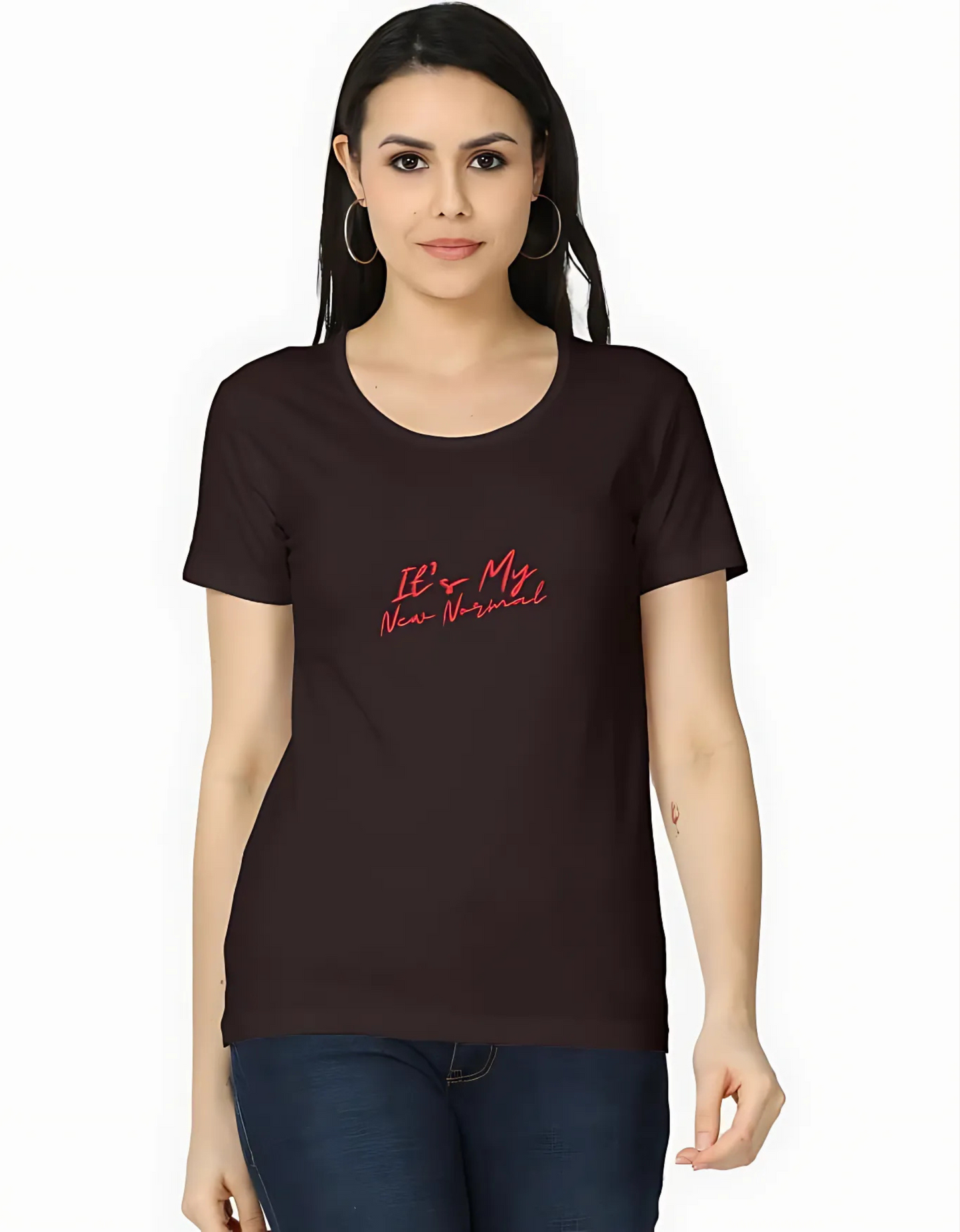Women’s Classic Black T-Shirt – “It’s My New Normal” Graphic Print | 100% Super Combed Cotton | 180 GSM | Regular Fit