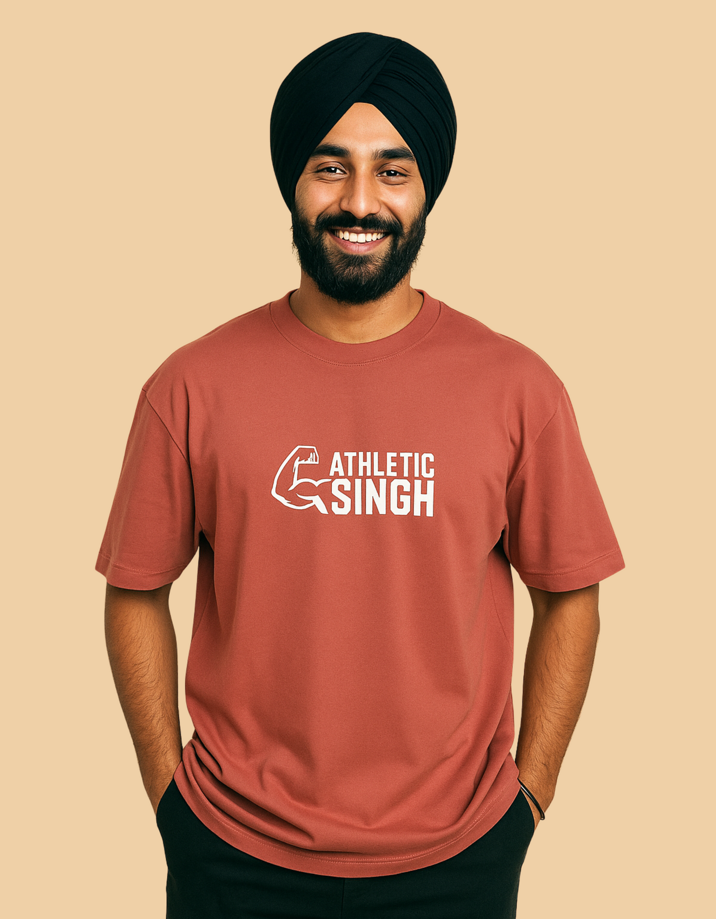 Unisex Oversized Classic T-Shirt | Athletic Singh Printed Design | 240 GSM 100% Cotton Bio-Washed