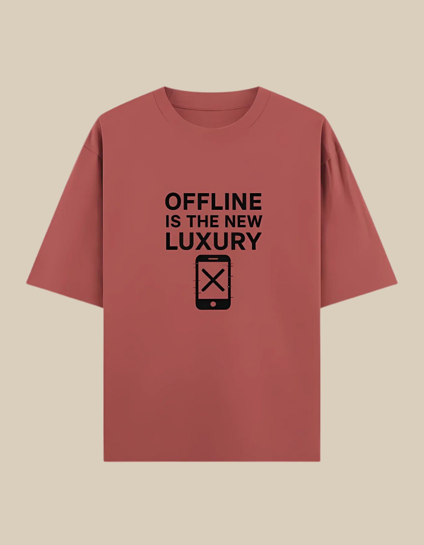 Unisex Oversized Classic T-Shirt – "Offline Is The New Luxury" Print | 240 GSM 100% Cotton