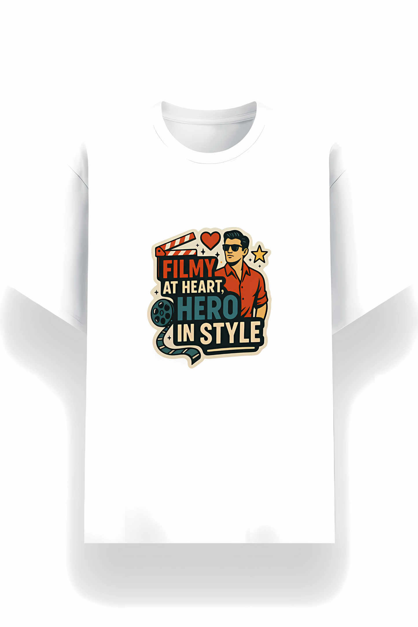Filmy At Heart Hero In Style T-Shirt for Men – 180 GSM Poly Cotton | Recycled Unisex Fit Tee with Silicon Finish