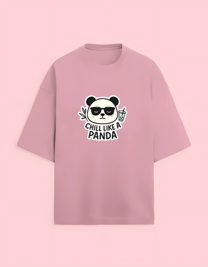 Unisex Terry Oversized T-Shirt | 280 GSM Cotton Blend | Chill Like a Panda Graphic