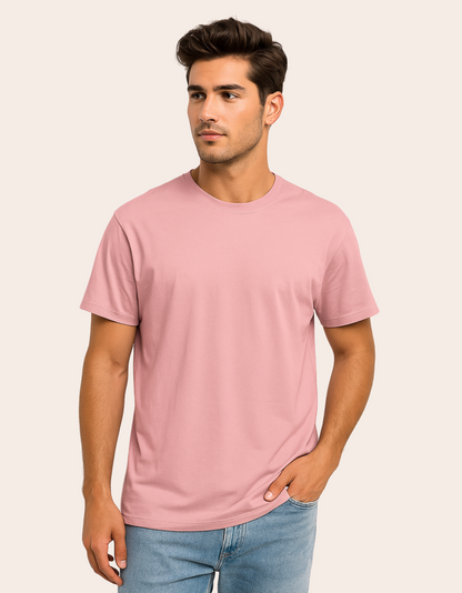 Men’s Classic Crew Neck Plain T-Shirt – 100% Cotton, Regular Fit, Premium Bio-Wash