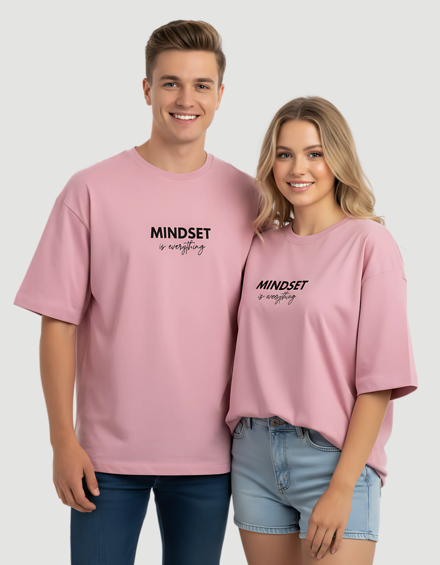 Unisex Terry Oversized Tee – Drop Shoulder, 260 GSM Cotton Blend, “Mindset is Everything” Print
