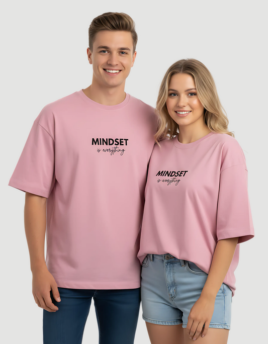 Unisex Terry Oversized Tee – Drop Shoulder, 260 GSM Cotton Blend, “Mindset is Everything” Print