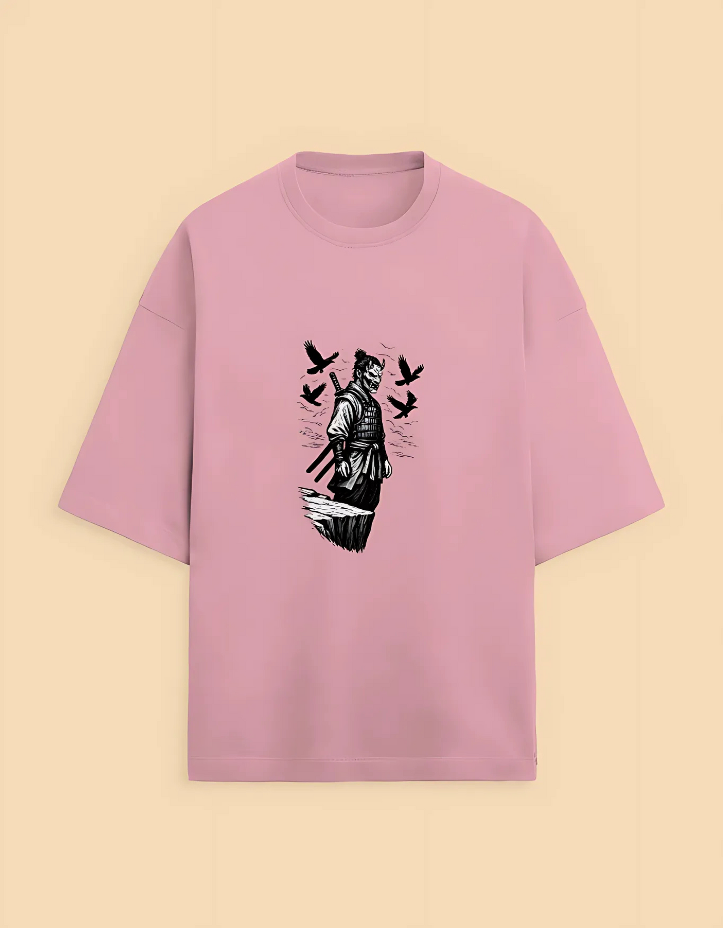 Unisex Oversized Samurai Graphic T-Shirt – Heavyweight 280 GSM | Drop Shoulder Fit | 90% Cotton 10% Polyester