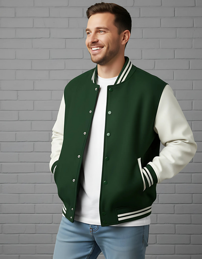 Classic Unisex Varsity Jacket | Premium 300 GSM Cotton, 100% Cotton, Pre-Shrunk, Two Front Pockets