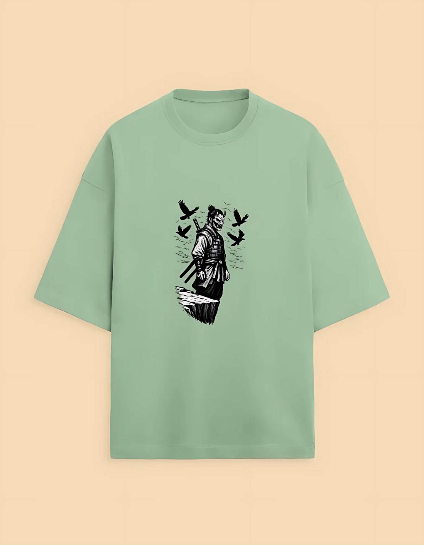 Unisex Oversized Samurai Graphic T-Shirt – Heavyweight 280 GSM | Drop Shoulder Fit | 90% Cotton 10% Polyester