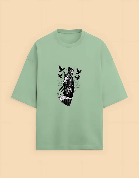 Unisex Oversized Samurai Graphic T-Shirt – Heavyweight 280 GSM | Drop Shoulder Fit | 90% Cotton 10% Polyester