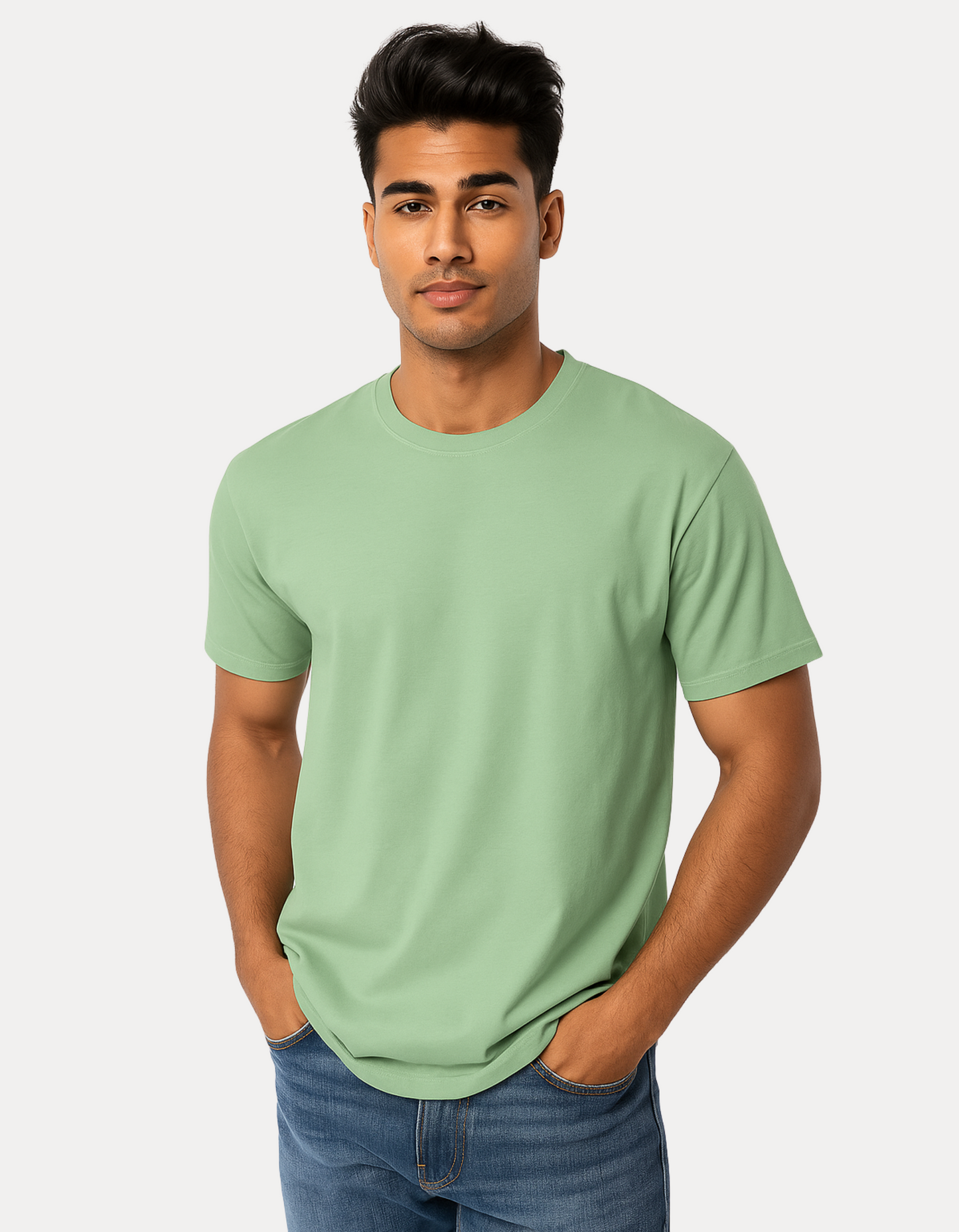 Men’s Classic Crew Neck Plain T-Shirt – 100% Cotton, Regular Fit, Premium Bio-Wash