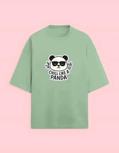 Unisex Terry Oversized T-Shirt | 280 GSM Cotton Blend | Chill Like a Panda Graphic