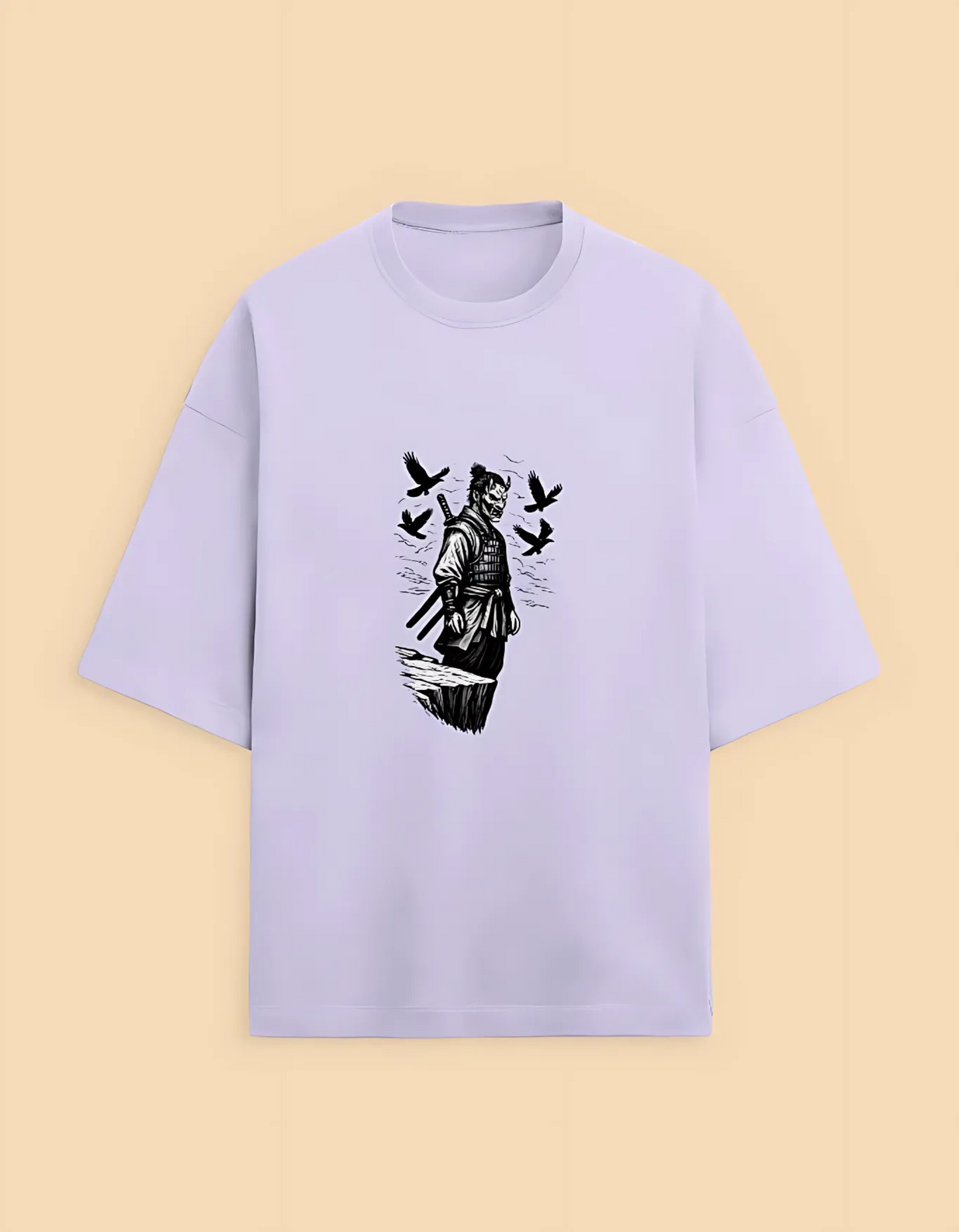 Unisex Oversized Samurai Graphic T-Shirt – Heavyweight 280 GSM | Drop Shoulder Fit | 90% Cotton 10% Polyester
