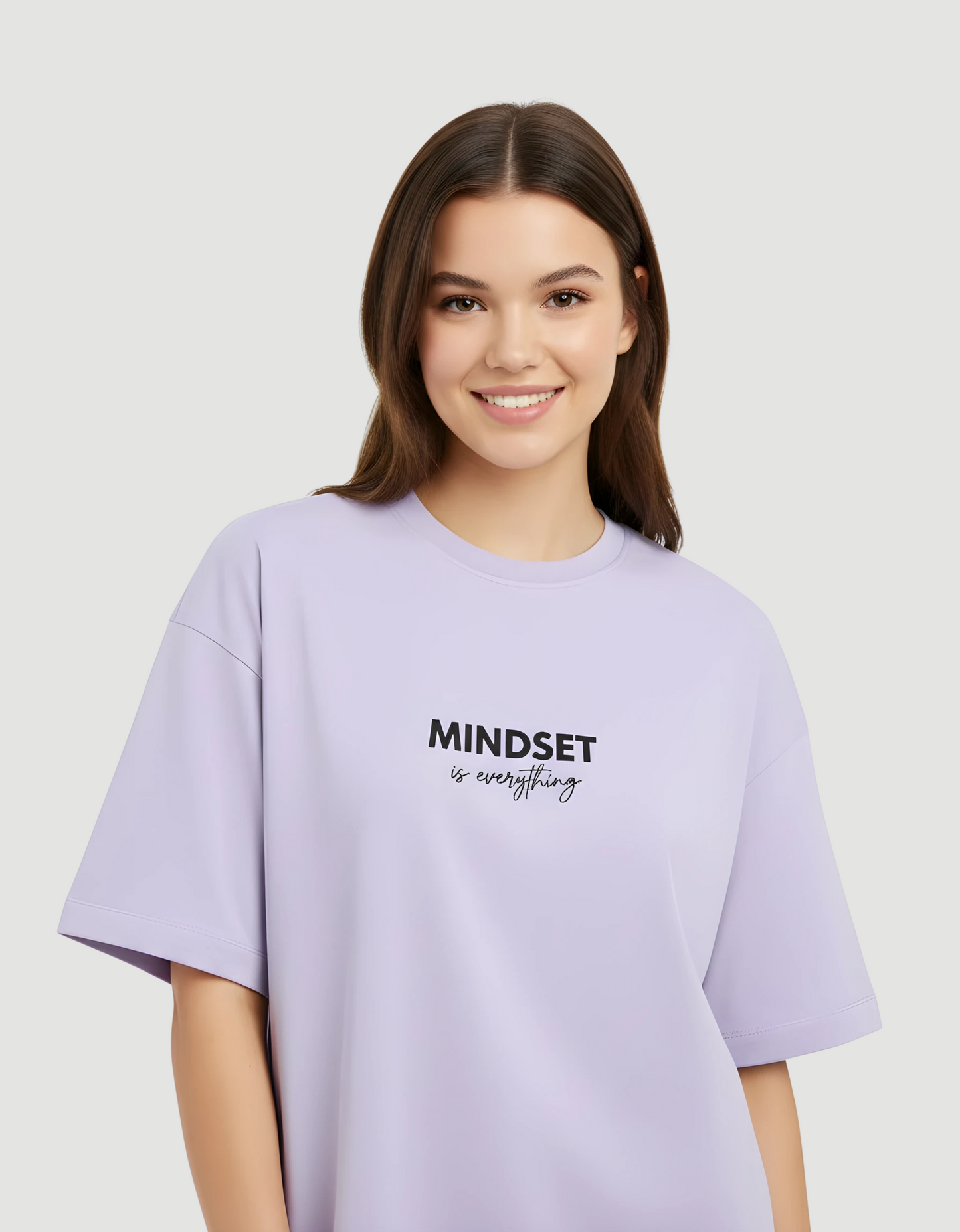 Unisex Terry Oversized Tee – Drop Shoulder, 260 GSM Cotton Blend, “Mindset is Everything” Print