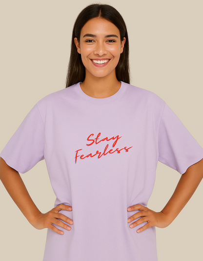 Unisex Oversized Classic T-Shirt – Stay Fearless Print | 240 GSM 100% Cotton, Bio-Washed, Super Combed