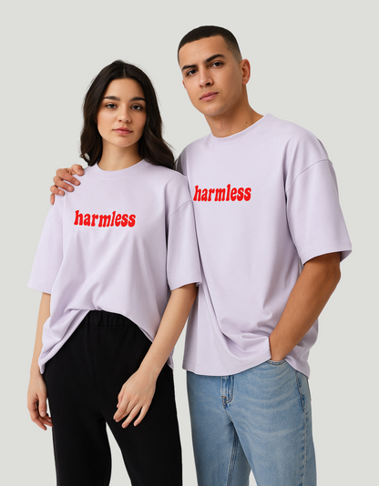Unisex Terry Oversized Drop Shoulder T-Shirt – "Harmless" Print | 260 GSM Cotton Blend