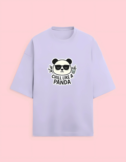 Unisex Terry Oversized T-Shirt | 280 GSM Cotton Blend | Chill Like a Panda Graphic