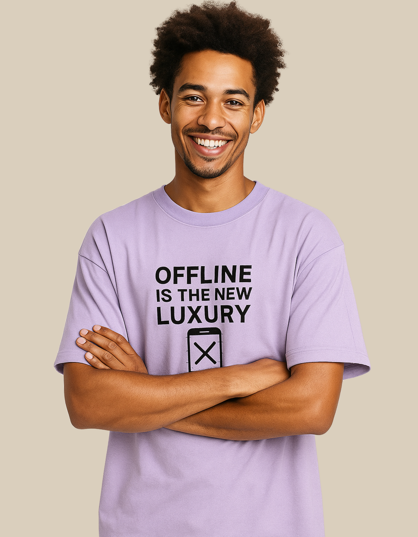 Unisex Oversized Classic T-Shirt – "Offline Is The New Luxury" Print | 240 GSM 100% Cotton