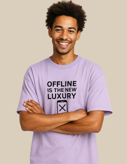Unisex Oversized Classic T-Shirt – "Offline Is The New Luxury" Print | 240 GSM 100% Cotton